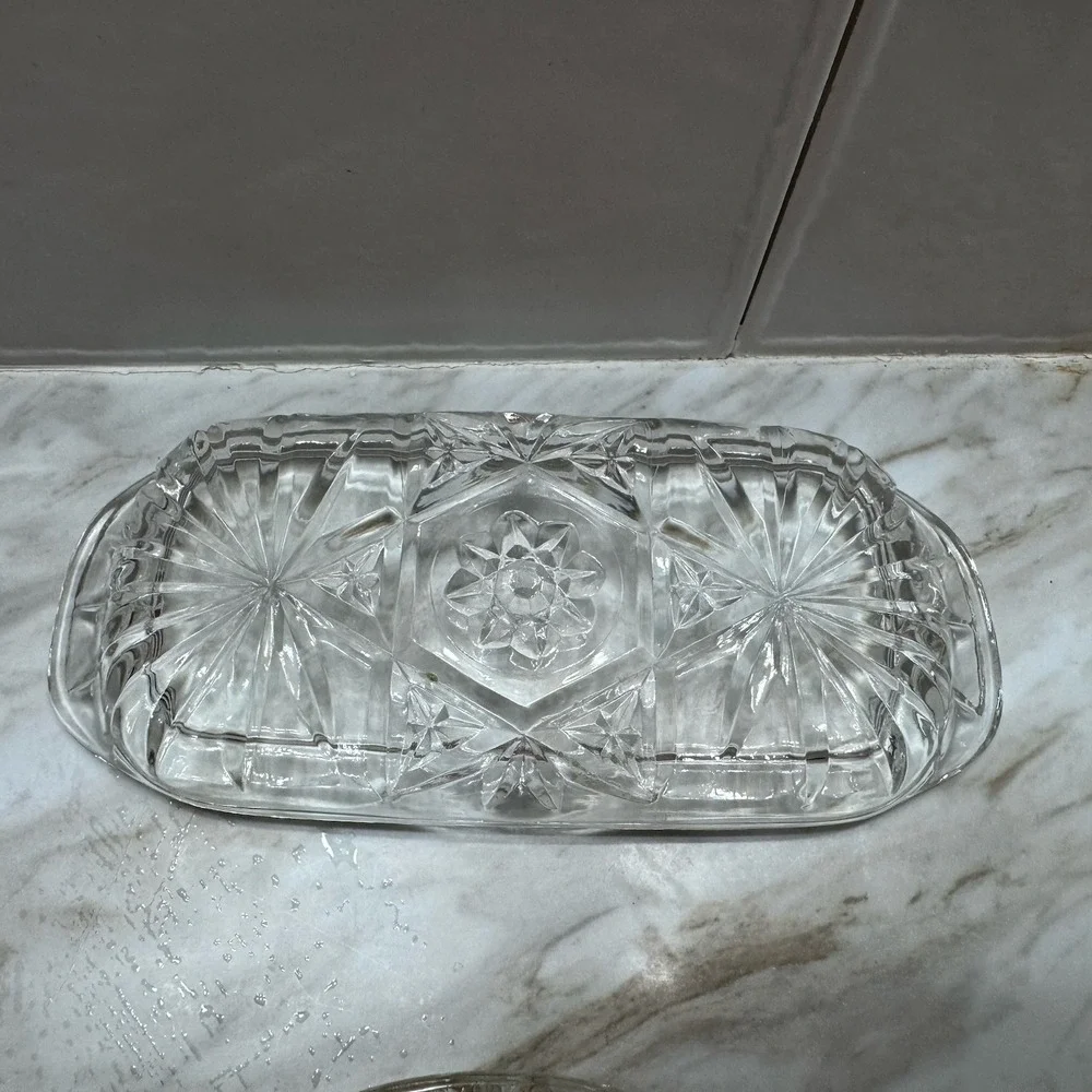 Anchor Hocking Star Of David covered‎ Butter Dish